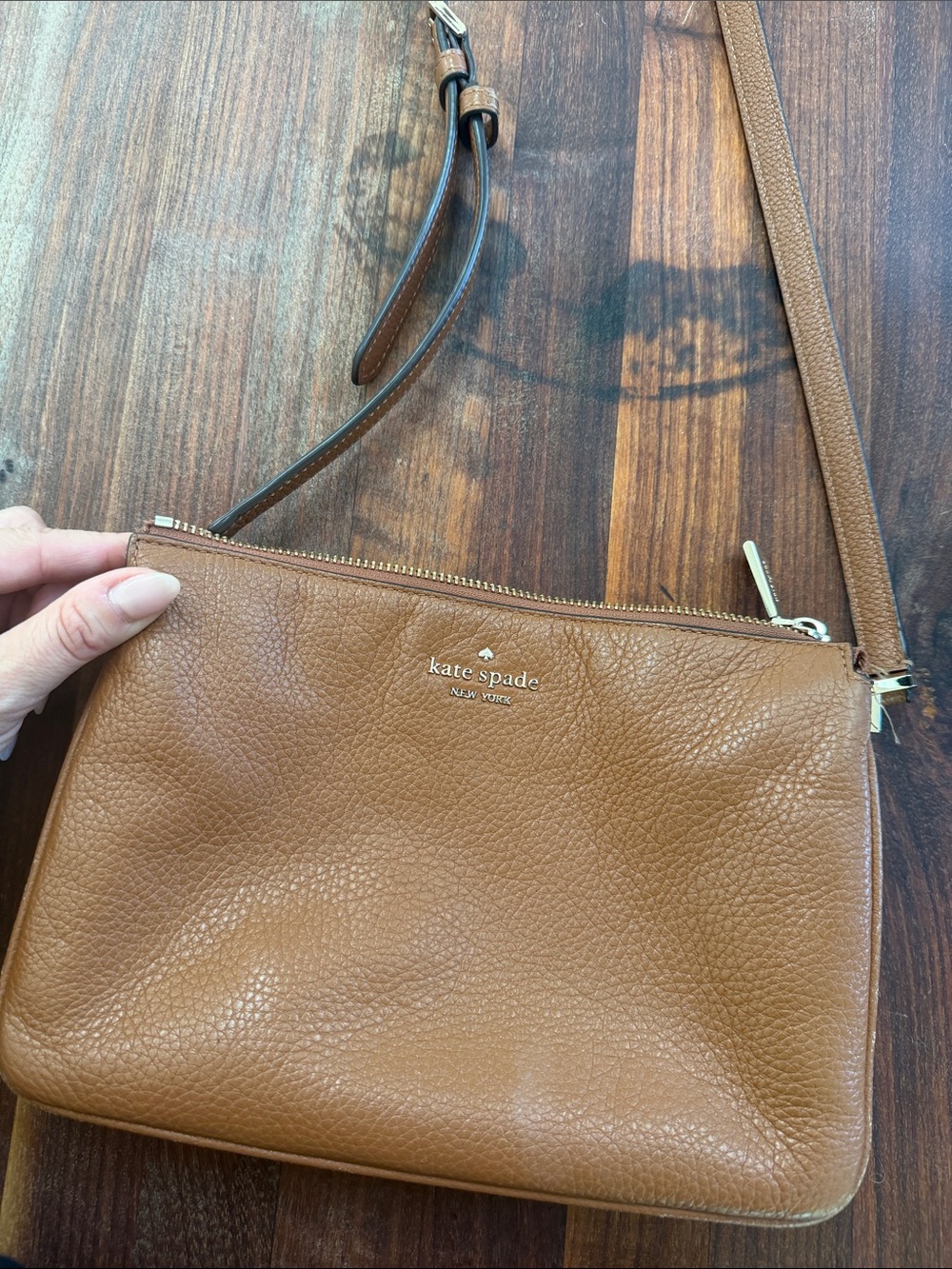 kate spade Tan Pebbled Leather Crossbody Bag